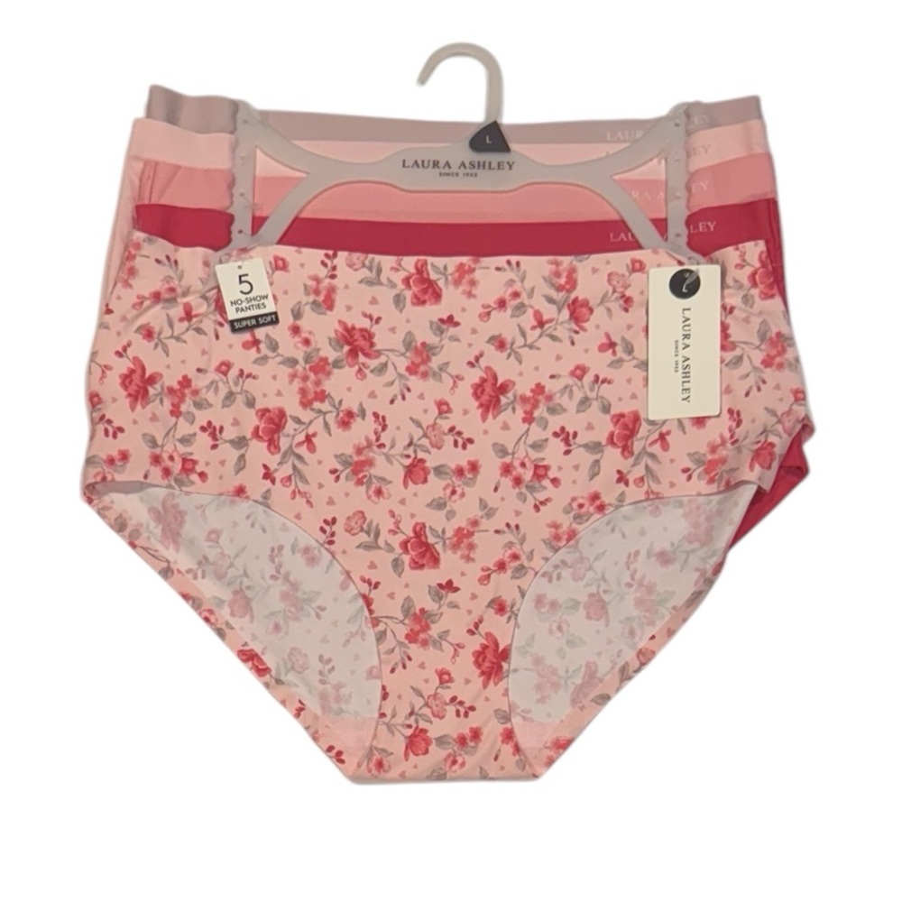 Marilyn Monroe 5 Pack Panties No Show Super Soft Floral Pink Blush NWT Large